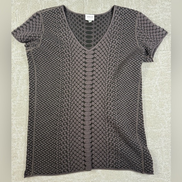 Armani Collezioni Made In Italy V-Neck Short Sleeve Sweater Top Size 10 - Picture 1 of 6